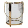 Candelabro de metal dorado con vidrio y agarradera de 10x10x13cm - Image 3