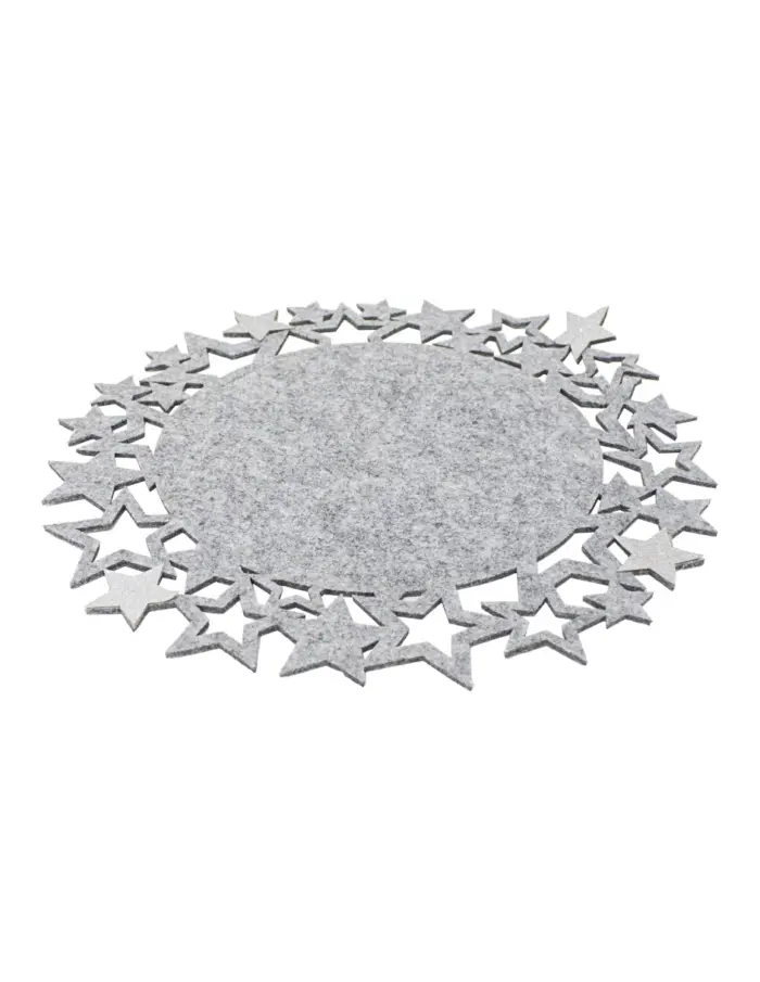 Mantel individual de fieltro gris con orilla de estrellas plateadas de 35cm - Image 2