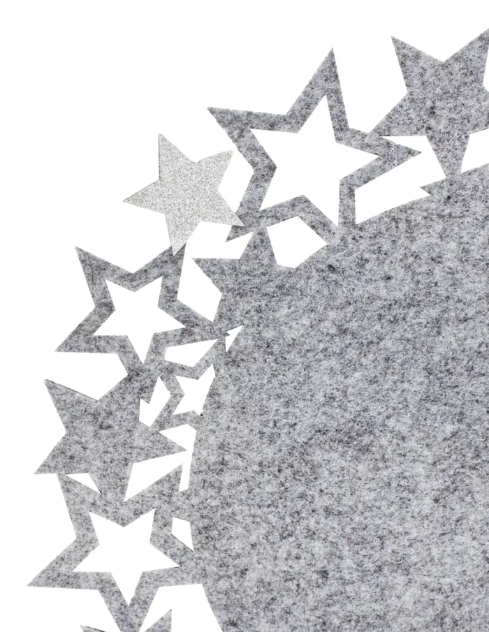 Mantel individual de fieltro gris con orilla de estrellas plateadas de 35cm - Image 3