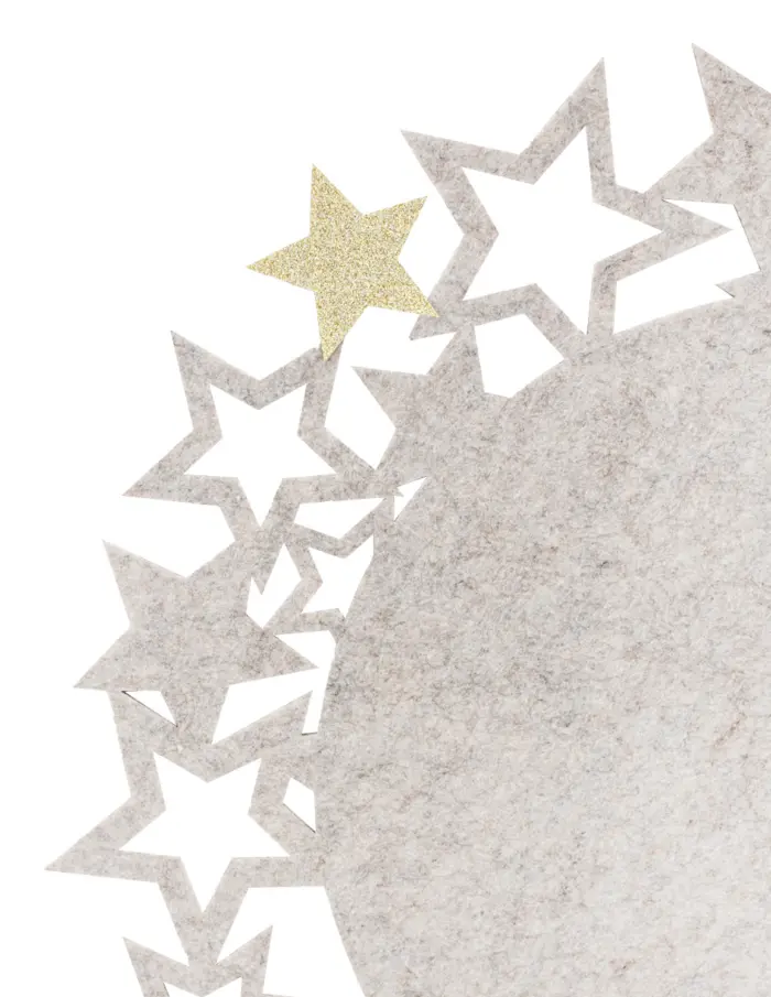Mantel individual de fieltro beige con orilla de estrellas plateadas de 35cm - Image 3