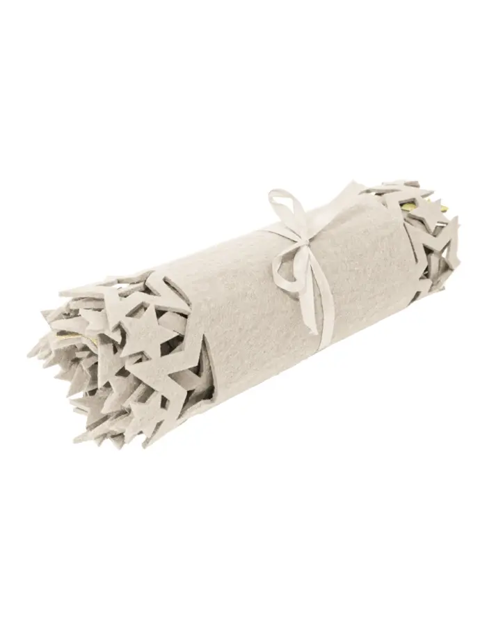 Camino de mesa de fieltro beige con orilla de estrellas doradas de 119x30cm - Image 2