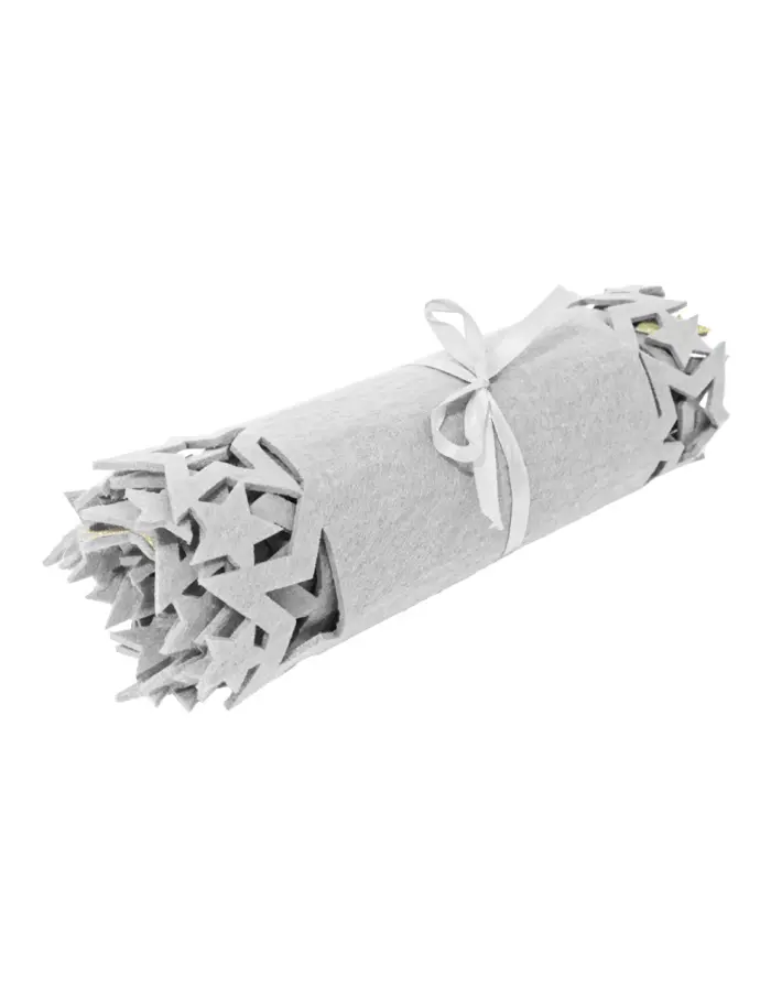 Camino de mesa de fieltro gris con orilla de estrellas platedas de 119x30cm - Image 2