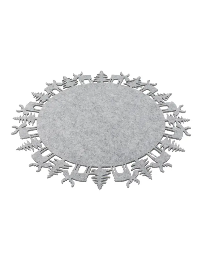 Mantel individual de fieltro gris con orilla de renos de 35cm - Image 2