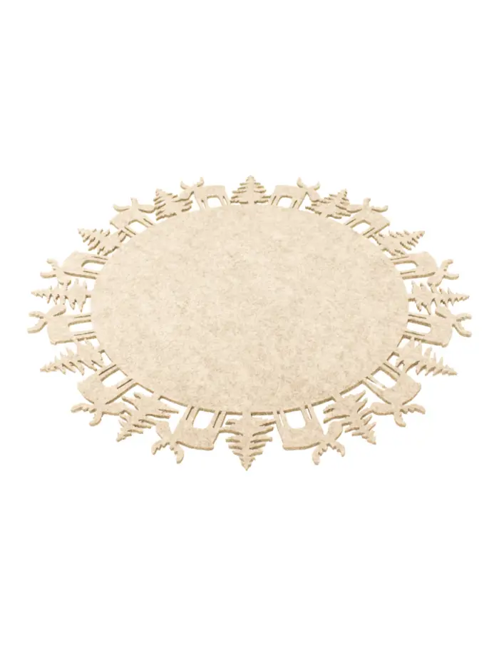 Mantel individual de fieltro beige con orilla de renos de 35cm - Image 2