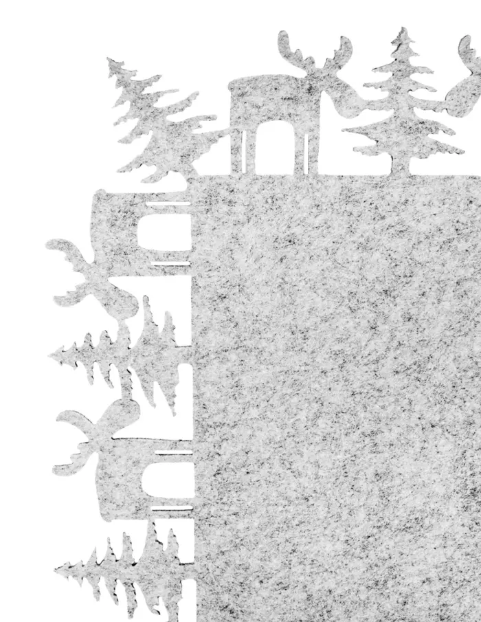 Mantel individual rectangular de fieltro blanco con renos de 40x30cm - Image 3