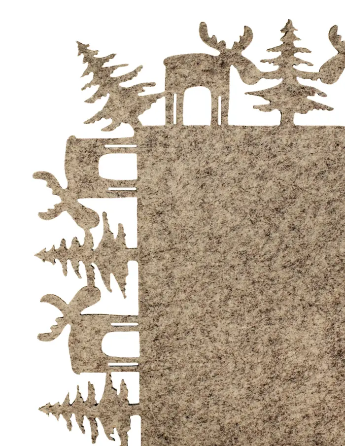 Mantel individual rectangular de fieltro beige con orilla de renos de 40x30cm - Image 3