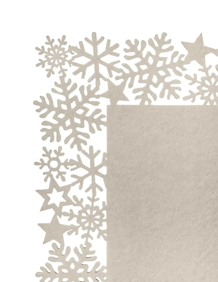 Mantel individual rectangular de fieltro beige con orilla de copos de nieve de 40x30cm - Image 3