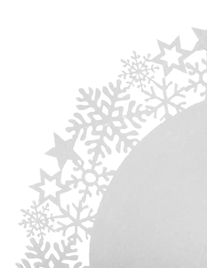Mantel individual de fieltro blanco con orilla de copos de nieve de 35cm - Image 3