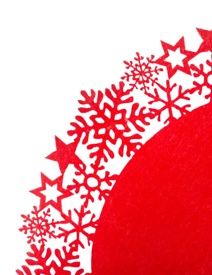 Mantel individual de fieltro rojo con orilla de copos de nieve de 35cm - Image 3