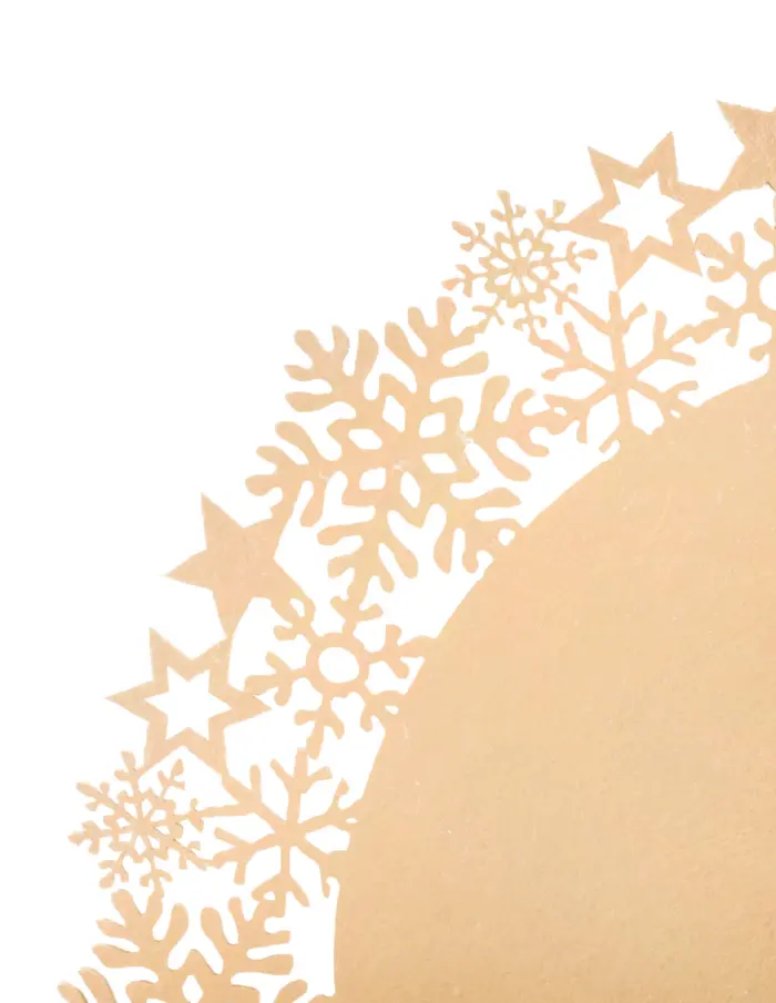 Mantel individual de fieltro beige con orilla de copos de nieve de 35cm - Image 3
