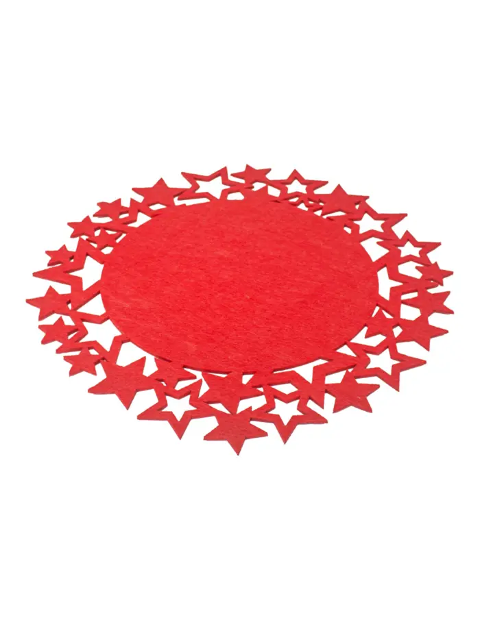 Mantel individual de fieltro rojo con orilla de estrellas de 35cm - Image 2
