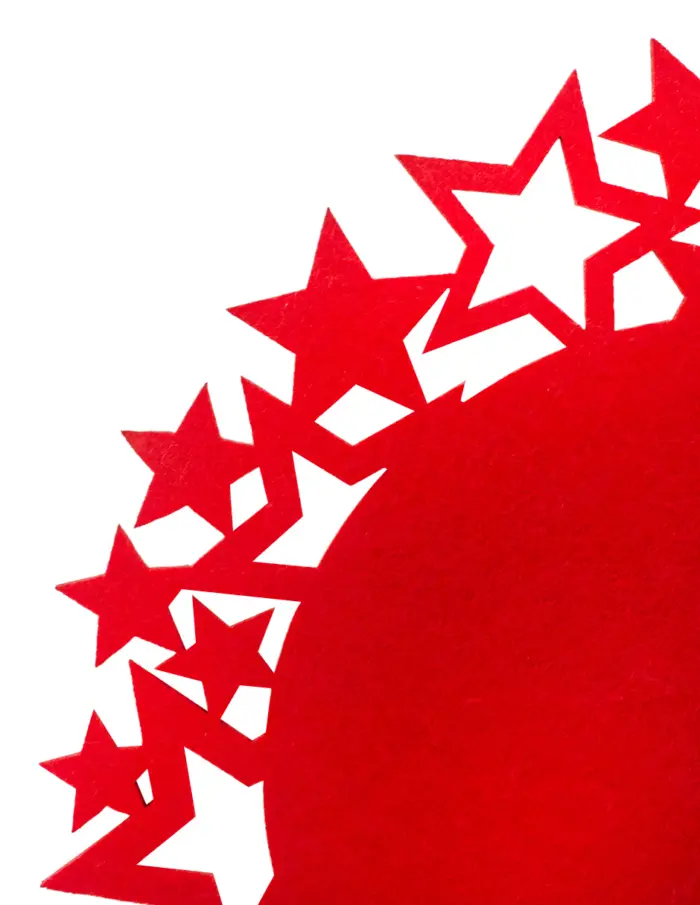 Mantel individual de fieltro rojo con orilla de estrellas de 35cm - Image 3