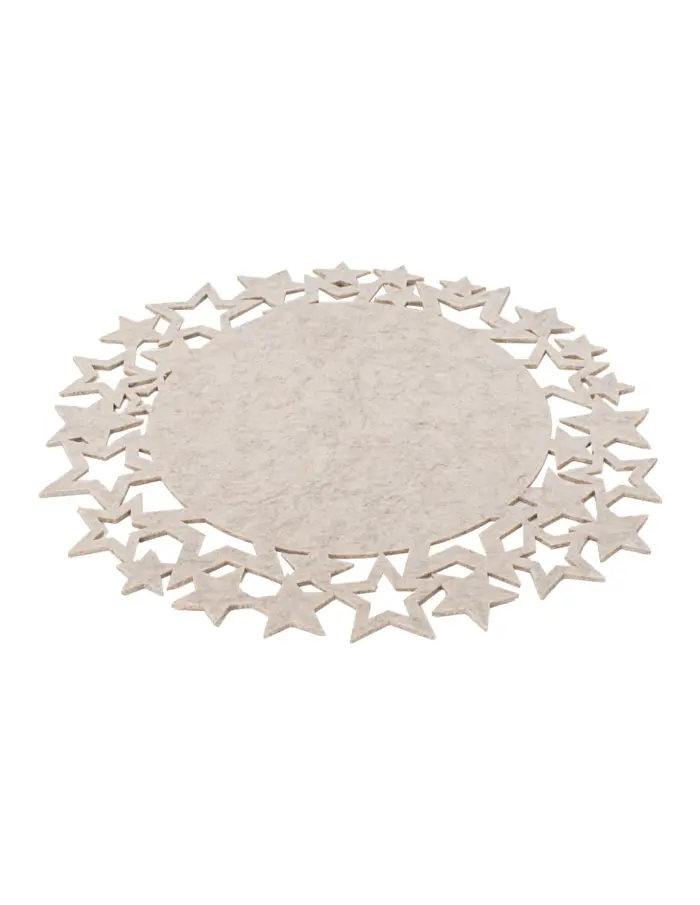 Mantel individual de fieltro beige con orilla de estrellas de 35cm - Image 2