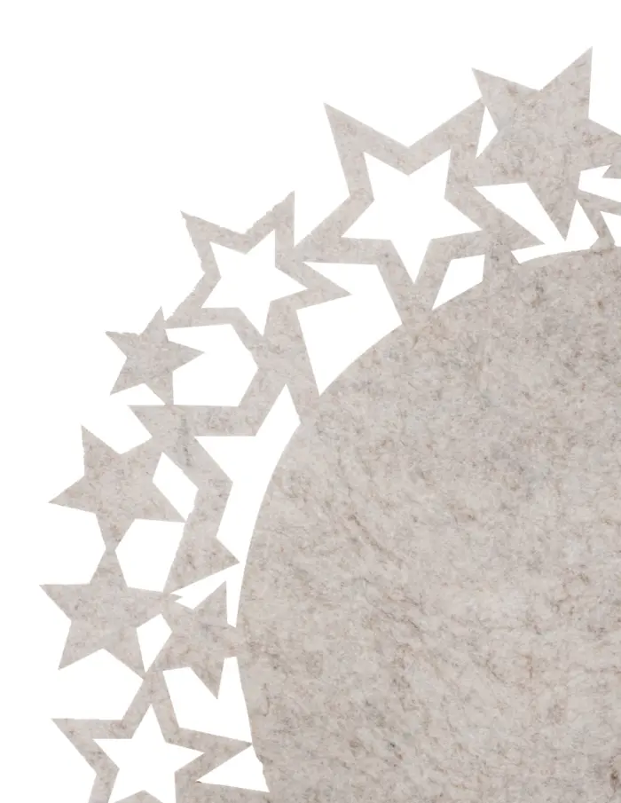 Mantel individual de fieltro beige con orilla de estrellas de 35cm - Image 3