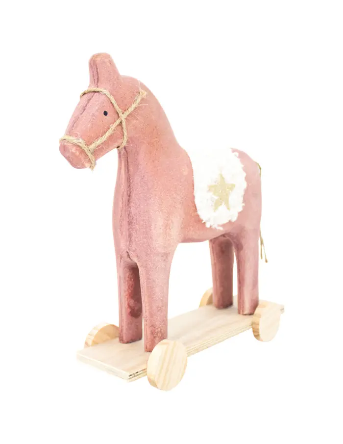 Caballo rosa sobre ruedas de madera - Image 2