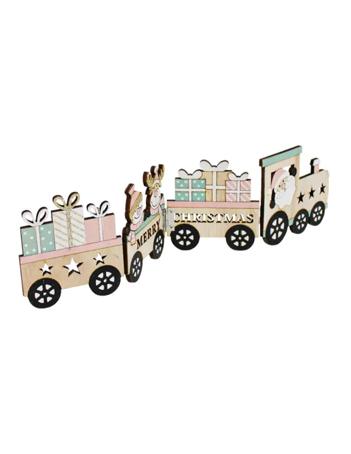 Tren de madera con Santa y Reno plegables de 57.5x15cm - Image 2