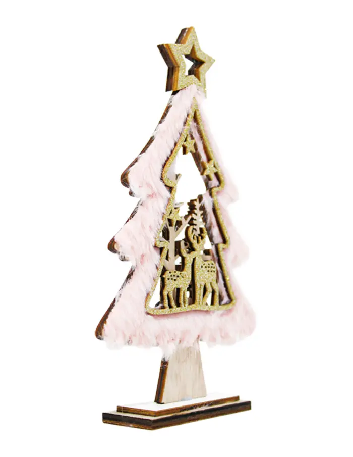 Árbol de madera con peluche rosa de 13x23x4cm - Image 2