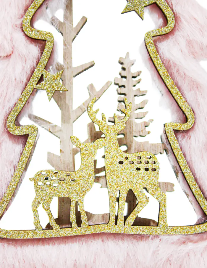 Árbol de madera con peluche rosa de 13x23x4cm - Image 3