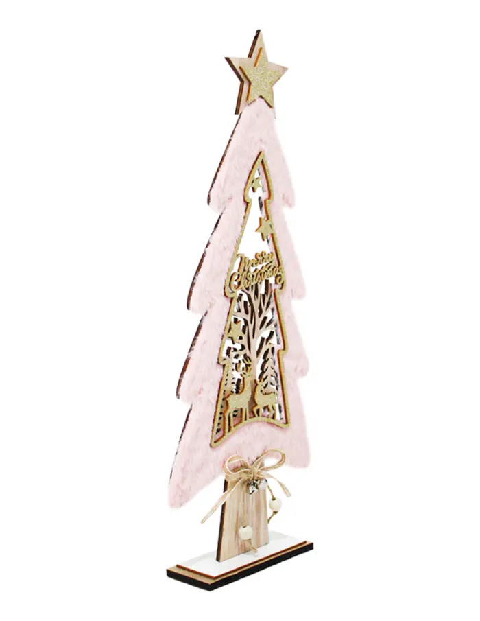 Árbol de madera con peluche rosa de 17.5x45x5cm - Image 2