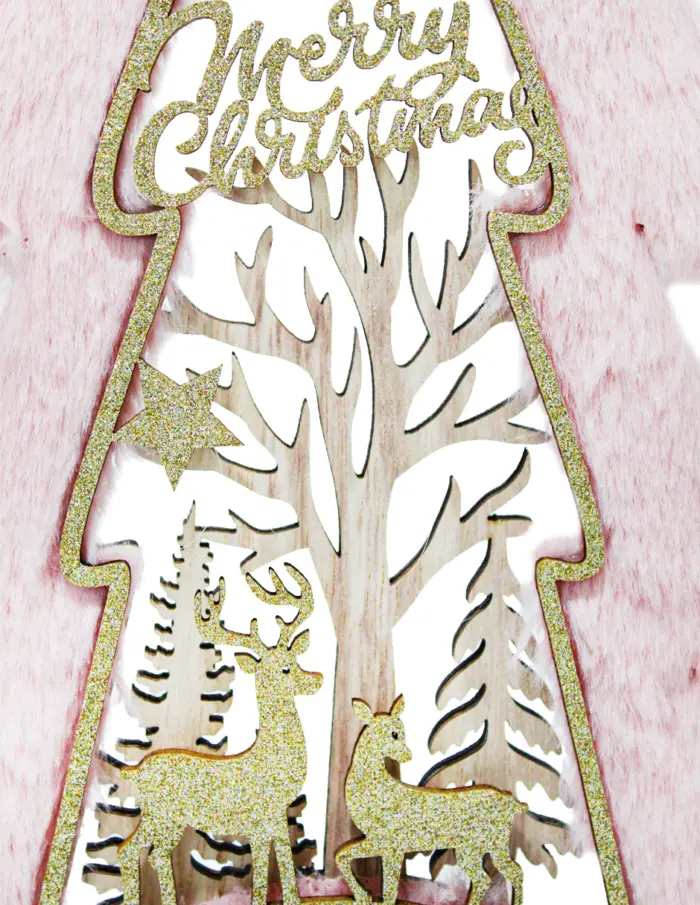 Árbol de madera con peluche rosa de 17.5x45x5cm - Image 3