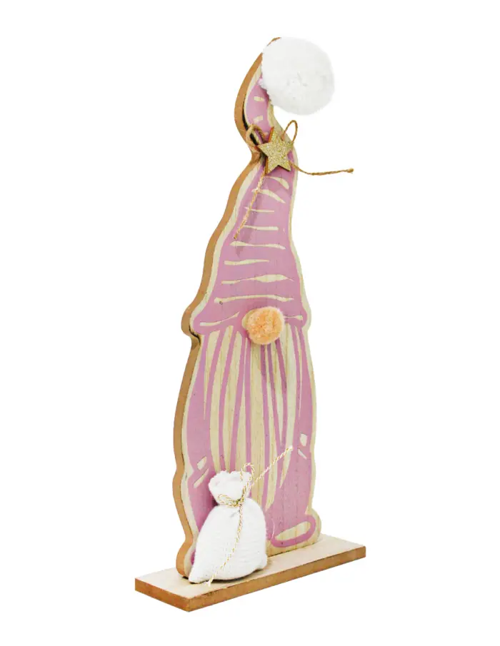Gnomo narizón de madera rosa de 18x40x6cm - Image 2