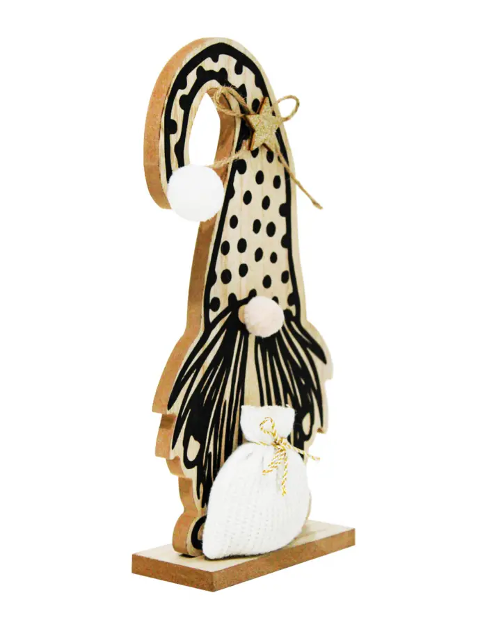 Gnomo narizon de madera natural con puntos negros de 18x32.5x6cm - Image 2