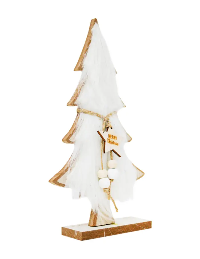 Árbol de madera con peluche blanco de 16.5x29x5cm - Image 2