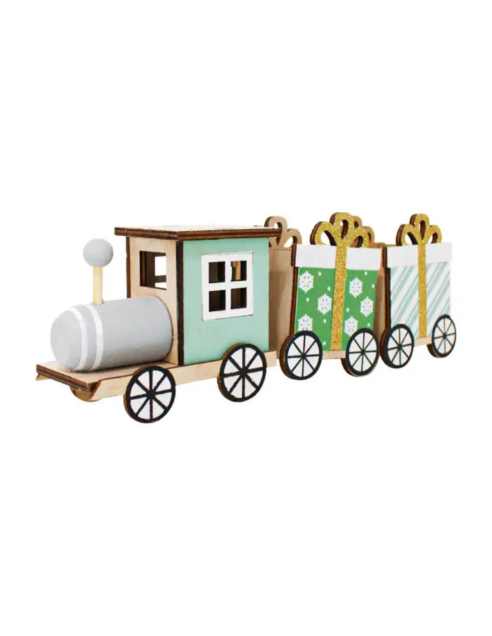 Tren de madera verde con moños de 28x10x6.5cm - Image 2