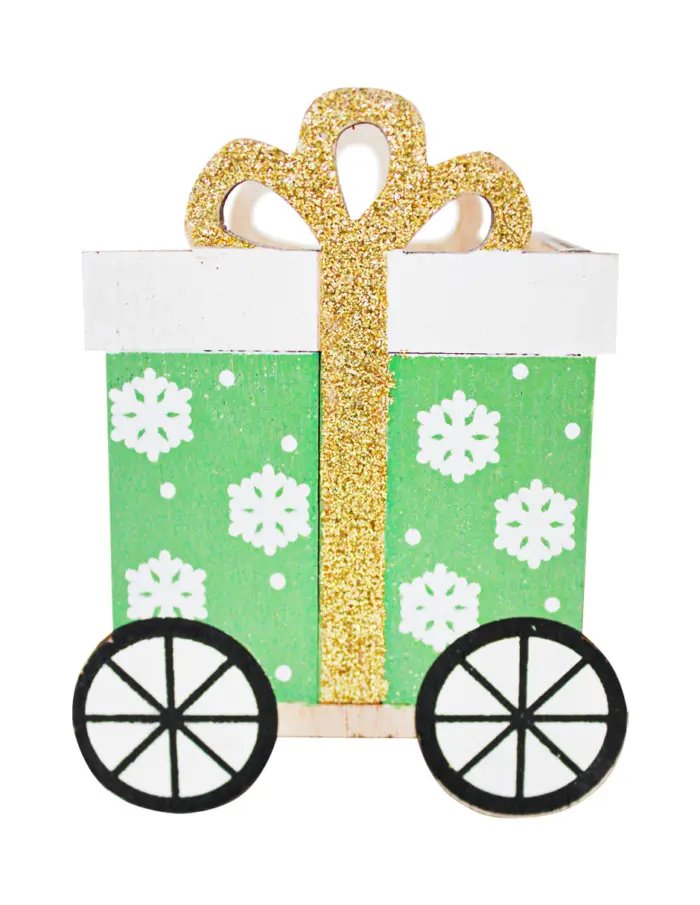 Tren de madera verde con moños de 28x10x6.5cm - Image 3