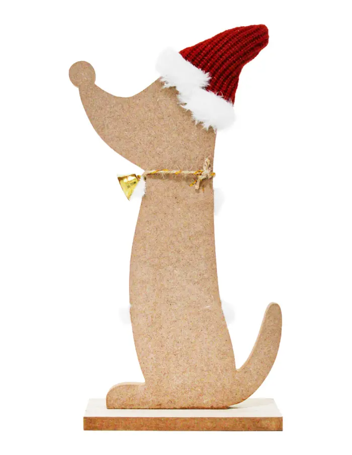 Perro de madera con gorro rojo de 14x30x5cm - Image 3
