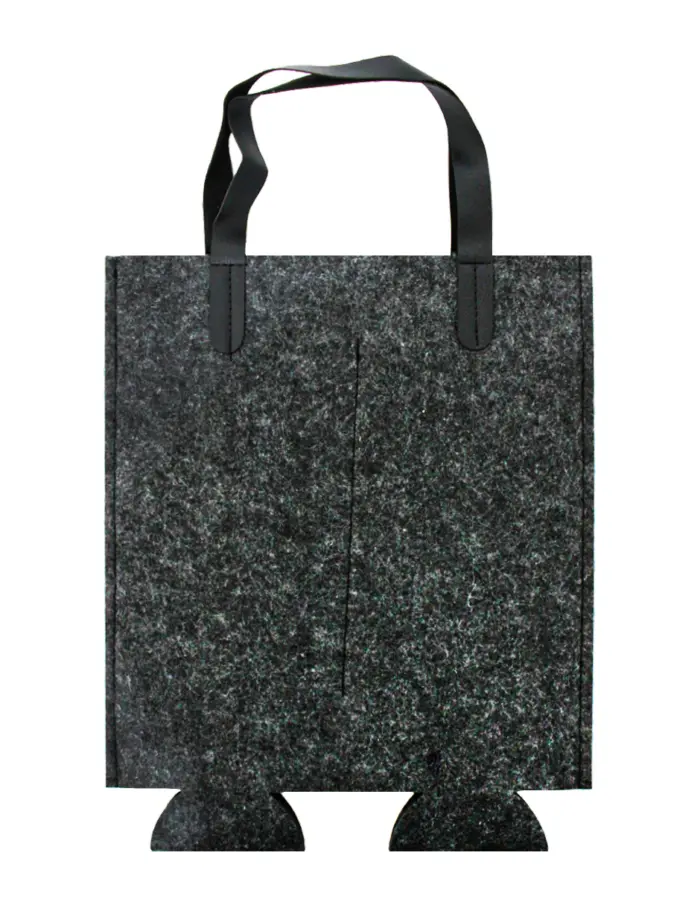 Bolsa portabotellas de fieltro negro diseño ciervo de 33cm - Image 2