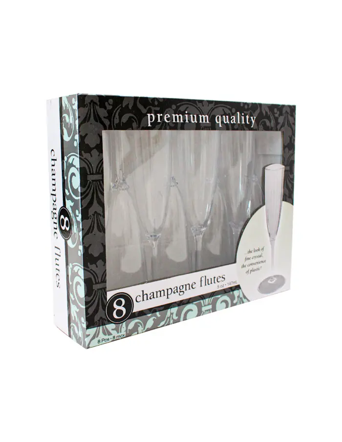Juego de 8 copas para Champagne transparente de plastico - Image 2