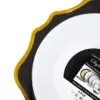 Juego de 6 bowl blancos con orilla ondulada negra con dorado de plastico de 17cm - Image 3