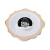 Juego de 6 bowl blancos con orilla ondulada rosa con dorado de plastico de 17cm - Image 2