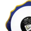 Juego de 6 platos blancos con orilla ondulada azul con dorado de plastico de 17cm - Image 3