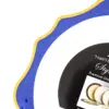 Juego de 3 platos blancos con orilla ondulada azul con dorado de plastico de 25cm - Image 3