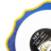 Juego de 6 bowl blancos con orilla ondulada azul con dorado de plastico de 17cm - Image 3