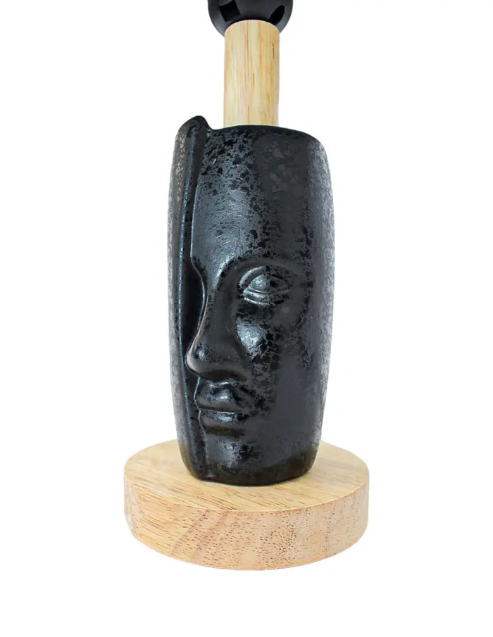 Lámpara de mesa de cerámica con base diseño rostro de color negro de 25x25x36.5cm - Image 3