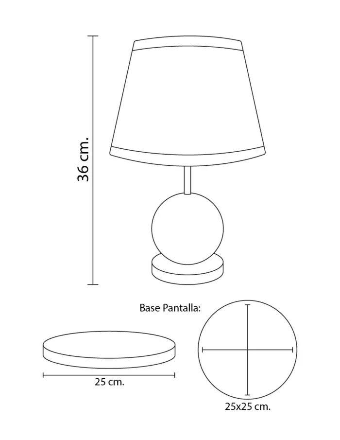 Lámpara de mesa de cerámica con perlas plateadas de 24.5x24.5x36cm - Image 4