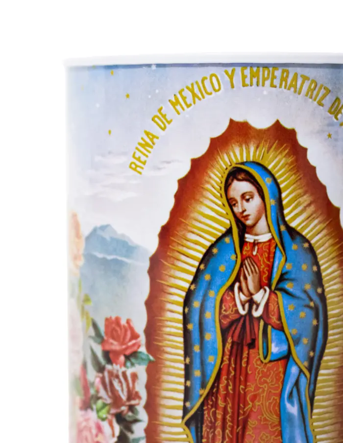 Alcancía metálica estampado Virgen de Guadalupe de 10x10x15cm - Image 3