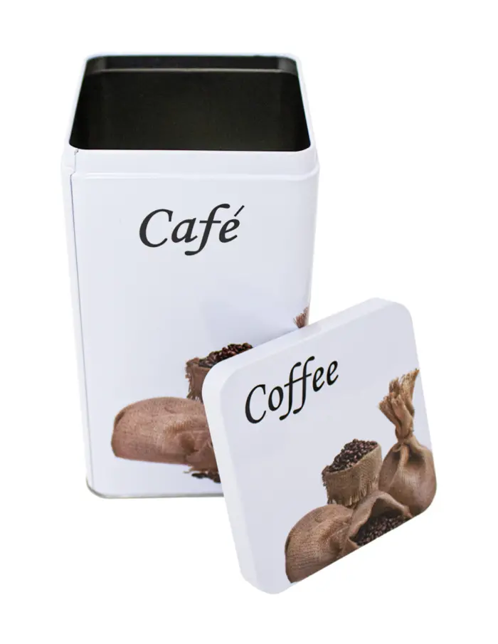 Caja de metal diseño mixtos pasta y café de 10x10x17.8cm - Image 4