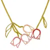 Juego de collar y aretes diseño rosa con flor dorados de 8x41x1cm - Image 2