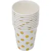 Paquete de 10 piezas de vaso desechable blanco con puntos dorados de 7x9cm - Image 2