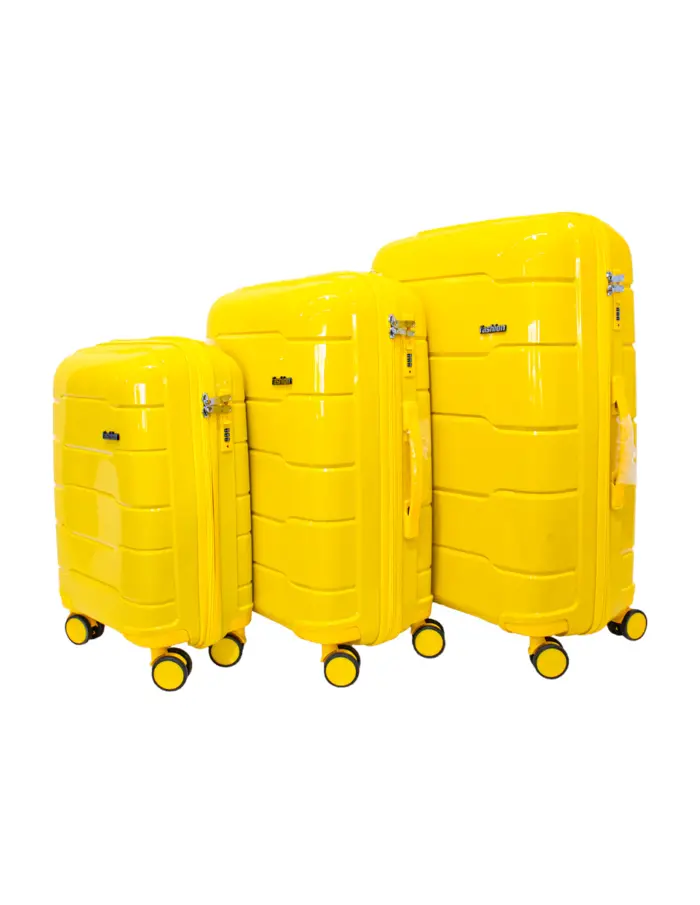 Juego de 3 maletas de equipaje de color amarillo - Image 2