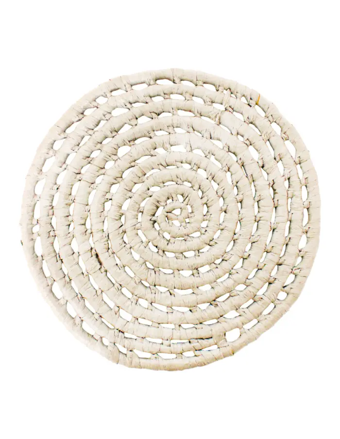 Mantel individual redondo beige tejido de papel de 0.1x38x0.1cm - Image 2