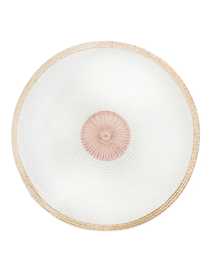 Mantel individual redondo beige con circulo cobre de 0.1x38x0.1cm - Image 2