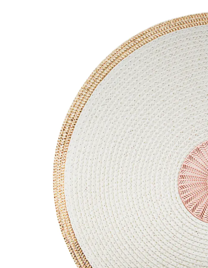 Mantel individual redondo beige con circulo cobre de 0.1x38x0.1cm - Image 3
