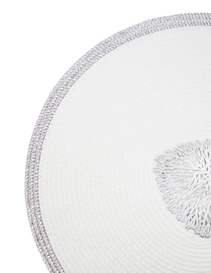 Mantel individual redondo blanco con circulo calado plateado de 0.1x38x0.1cm - Image 3