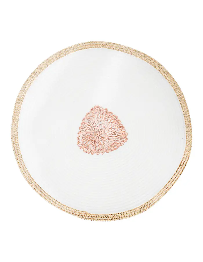 Mantel individual redondo blanco con circulo cobre de 0.1x38x0.1cm - Image 2
