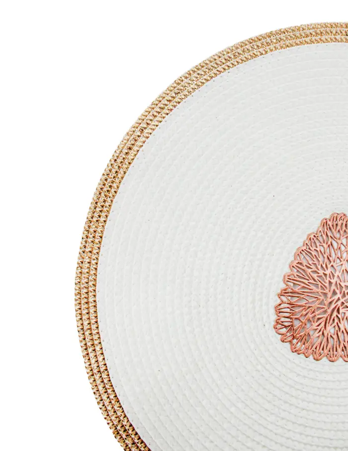 Mantel individual redondo blanco con circulo cobre de 0.1x38x0.1cm - Image 3